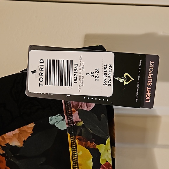 Torrid NWT floral lace active bra Size 3x - Picture 4 of 10